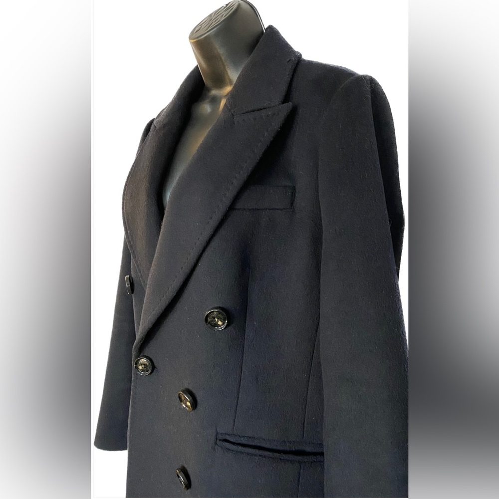 London Fog NAVY Double Breasted Wool Coat, L Winter Sale
